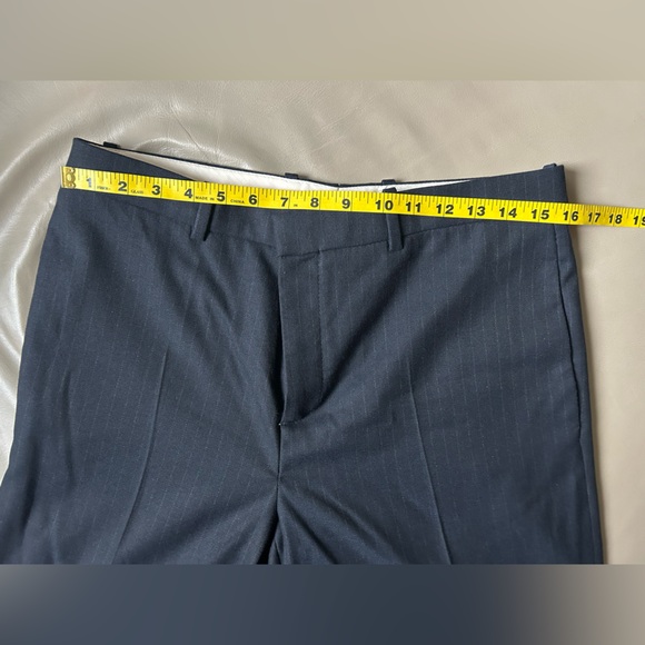 Zara PINSTRIPE SLIM FIT PANTS NAVY BLUE - Picture 3 of 8